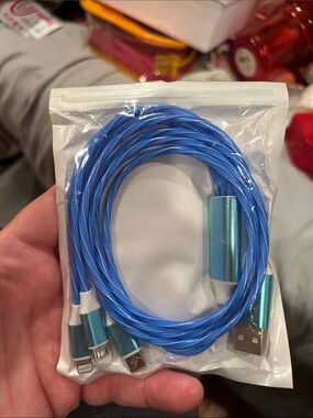Universal 3-in-1 Blue Charging Cable with USB-A Connector